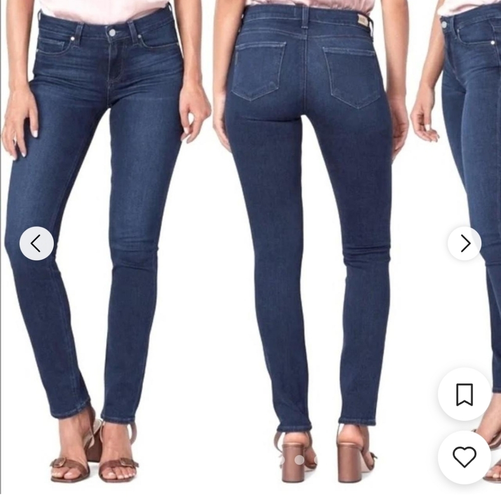 PAIGE SKYLINE SKINNY Women's Dark Blue Skinny Jeans 🩵 - Picture 3 of 11